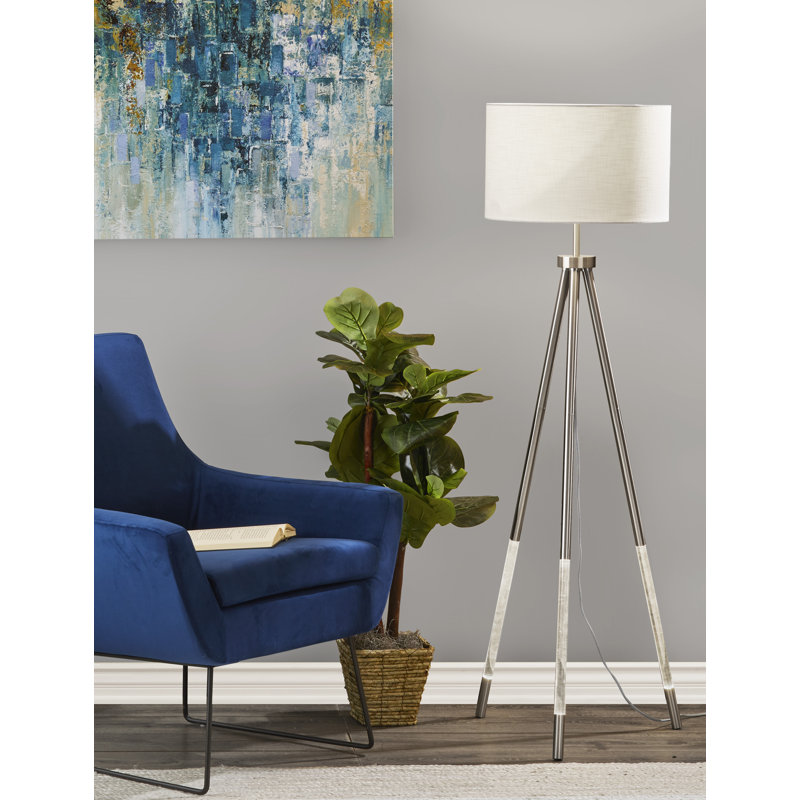 AllModern Shelly 59'' Clear/Silver Tripod Floor Lamp Wayfair